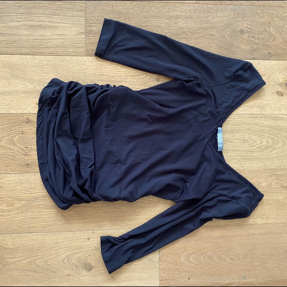 Baby Moon Maternity | Ruched 3/4 Length Black BodyCon Top | Back Detail
